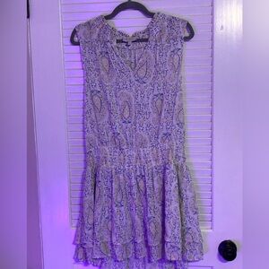 Lucky Brand Womens Tiered Ruffle Sleeveless Lined Dress White Floral Large